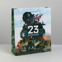 Пакет подарочный ламинированный, упаковка, &laquo;С 23 февраля&raquo;, M 26&times;30&times;9 см