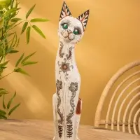 Сувенир &laquo;Кошка&raquo;, белая, 60&times;12&times;6 см, дерево, МИКС