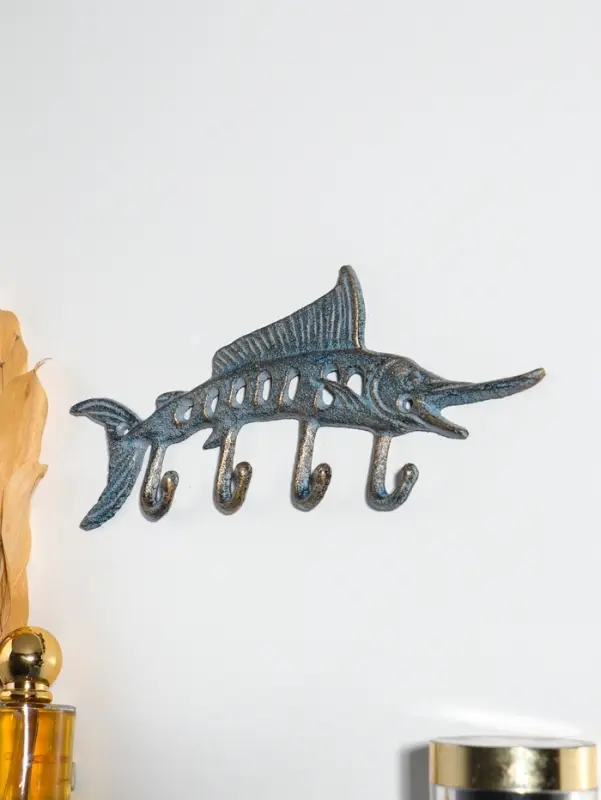 Крючки настенные &laquo;Осётр&raquo;, ключница декоративная, чугун, 25.5&times;11&times;1.5 см