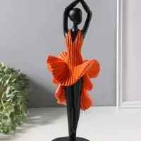 Сувенир полистоун "Девушка в ярко-оранжевом платье - фламенко" чёрный 12х10,3х39 см