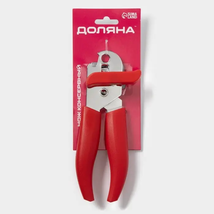 Нож консервный Доляна &laquo;Волна&raquo;, 20 см, красный