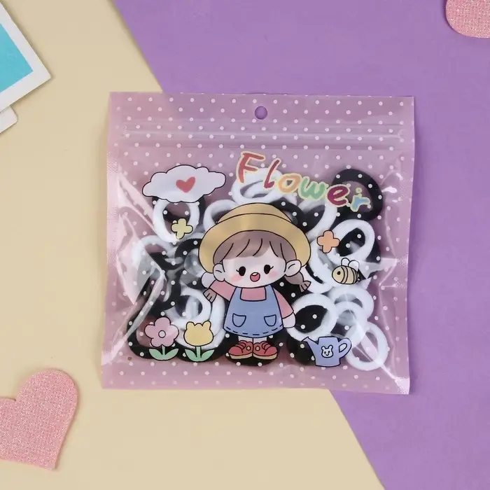 Резинка для волос  Резинка для волос "Хорошие пожелания" (набор 50 шт) цветочки, 2 см, микс