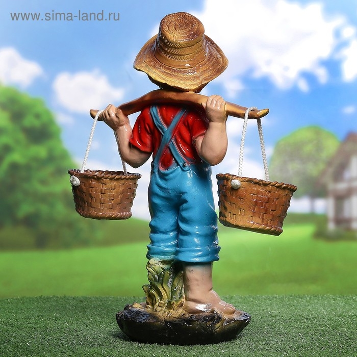 Садовая фигура из гипса «Мальчик с коромыслом», 33×18×49 см Садовая фигура из гипса «Мальчик с коромыслом», 33×18×49 см