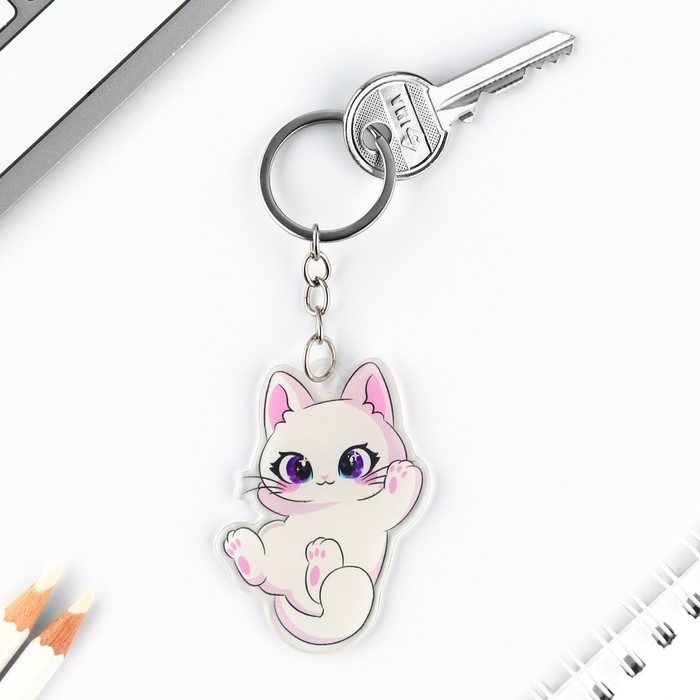 Брелок для ключей детский акриловый "Котик", 5,1 х 6,2 см