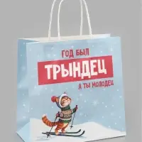 Пакет подарочный крафтовый &laquo;Пожелания&raquo;, 22&times;22&times;11 см