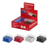 Точилка ErichKrause Base Duo Classic, с контейнером, МИКС