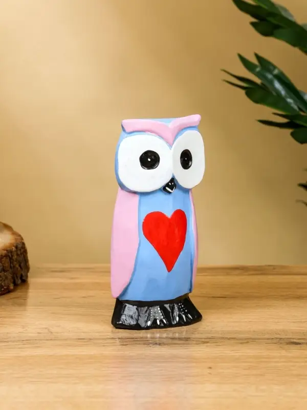 Набор сувенирный "Совята с сердечком" дерево H 15, 13, 11 см, цв. сиренево-голубой