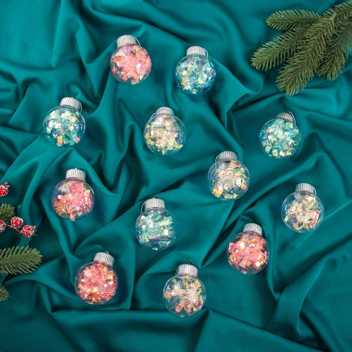 Набор шаров пластик d-6 см, 12 шт Набор шаров пластик d-6 см, 12 шт "Калейдоскоп" волна, микс