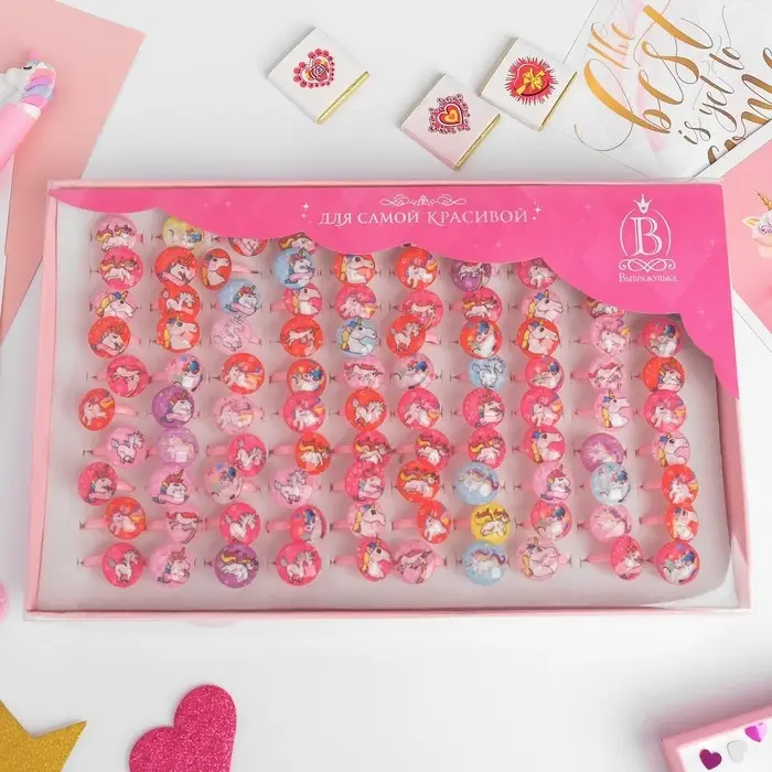 Кольцо детское Выбражулька «Единороги», рисунок МИКС, МИКС Кольцо детское Выбражулька «Единороги», рисунок МИКС, МИКС