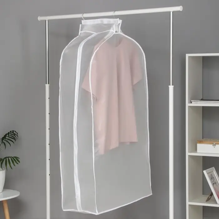 Чехол для одежды Доляна, плотный, объёмный, 60&times;110&times;30 см, белый