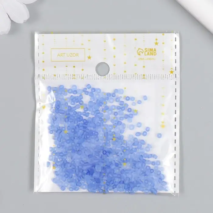 Бисер стекло 8/0  Бисер стекло 8/0 "Матовый полупрозрачный. Джинса" 10 гр