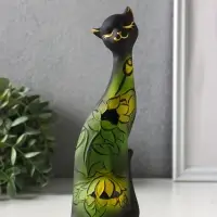 Фигура керамика &laquo;Кошка Итальянка&raquo;, подсолнух, 21 см, чёрный