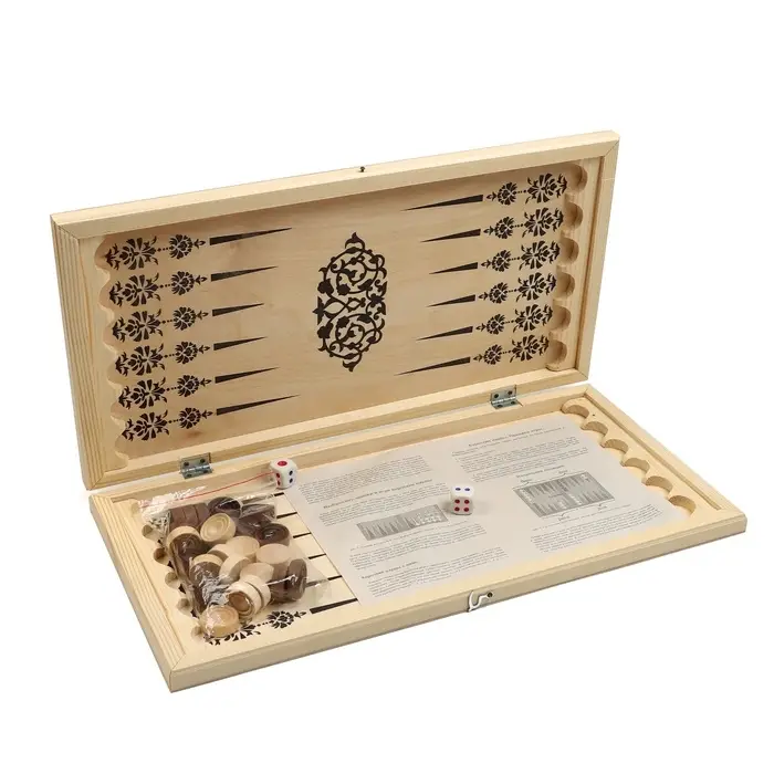 Настольная игра нарды с шашками TAKE IT EASY &laquo;Узор&raquo;, деревянные большие, 50&times;50 см