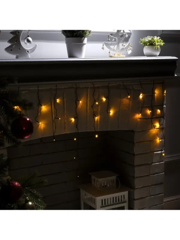 Гирлянда &laquo;Бахрома&raquo; 3&times;0.5 м, IP20, тёмная нить, 80 LED, свечение жёлтое, 8 режимов, 220 В