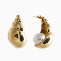 Серьги "Морской мир", улитка. цвет белый в золоте