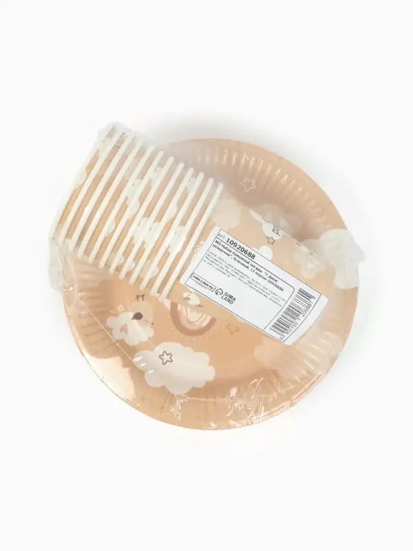 МП Набор бумажной посуды МП Набор бумажной посуды "С Днём рождения", бежевый, 12 персон