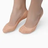 Носочки для педикюра, силиконовые, с перфорацией, 18&times;8 см, бежевые