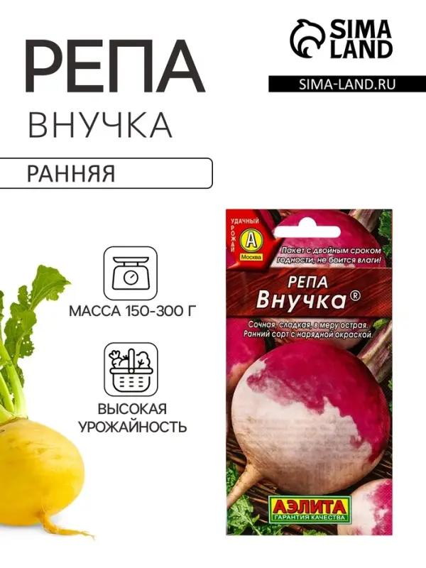 Семена Репа &laquo;Внучка&raquo;, 1 г, &laquo;Агрофирма АЭЛИТА&raquo;