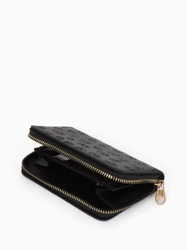 Кошелёк на молнии, 13&times;2&times;9 см, с принтом, чёрный