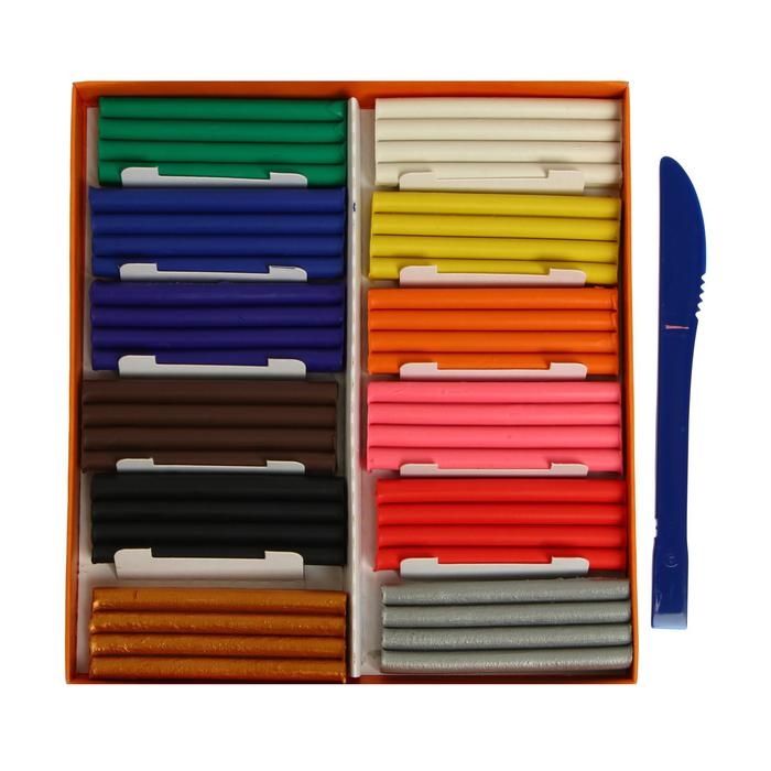 Пластилин 12 цветов 172 г, (10 классических + золото + серебро) Гамма Пластилин 12 цветов 172 г, (10 классических + золото + серебро) Гамма "Оранжевое солнце", со стеком, картонная упаковка 130520206