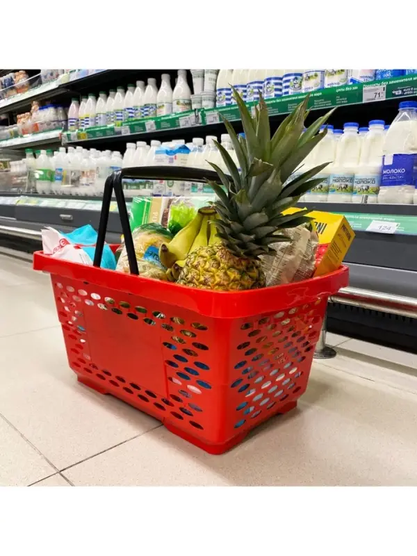 Корзина покупательская пластиковая 28 л, 51.5&times;34&times;26 см, красная