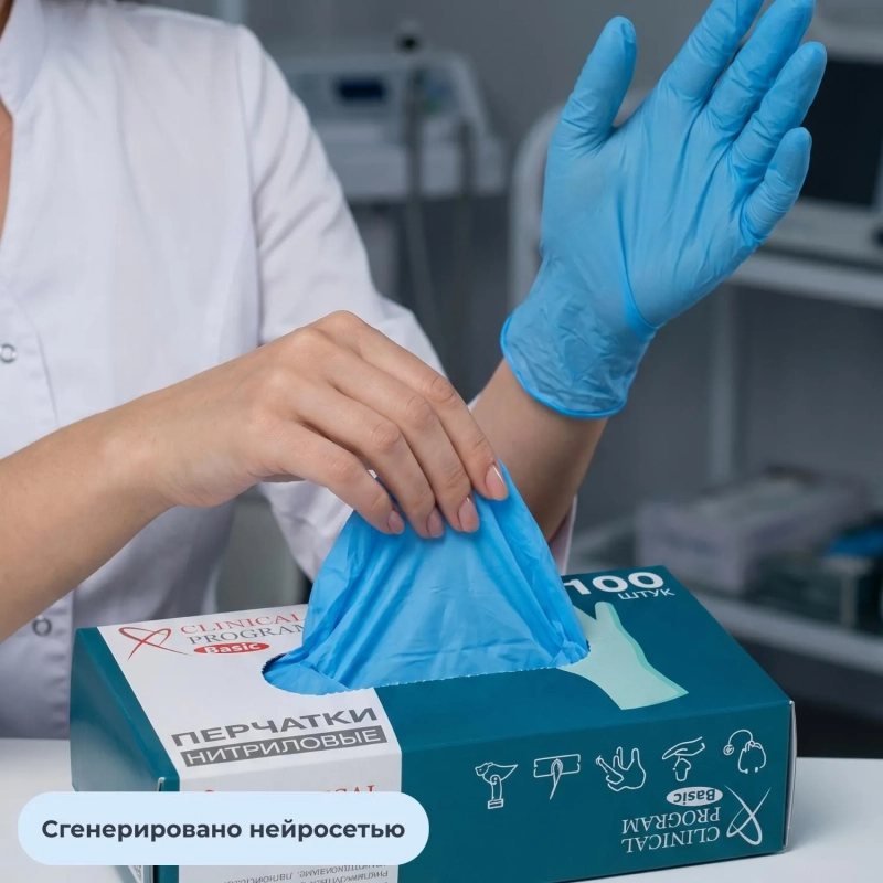 Перчатки нитрил., н/с, н/о, CP Basic ( M) голубые 3гр. 50 пар/уп