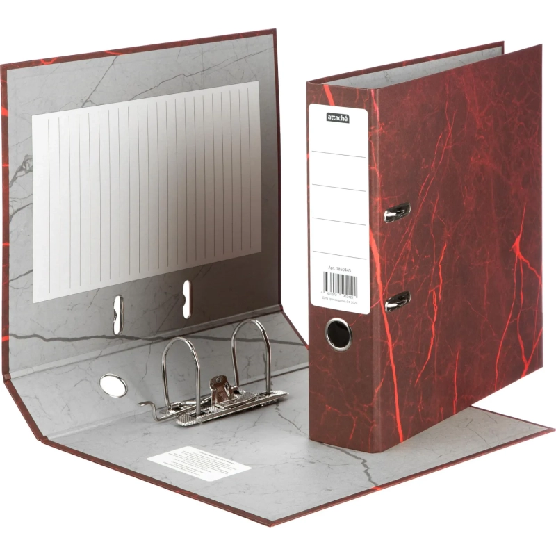 Папка-регистратор 75мм  нов мрам А4 красн бум/бум б/мет угол