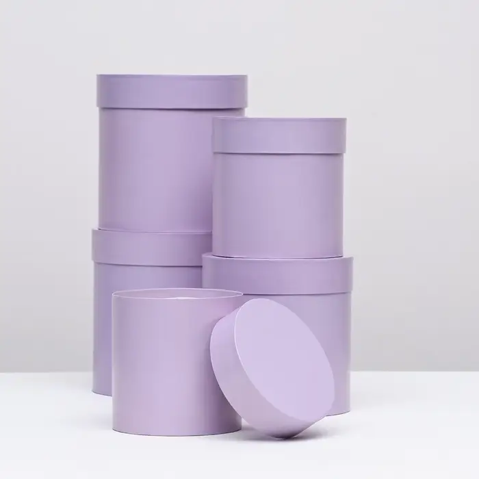 Набор круглых подарочных коробок 5 в 1 &laquo;Сирень перламутровая&raquo;, 20&times;20 ‒15&times;15 см