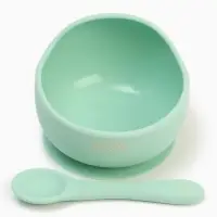 Тарелка детская на присоске и ложка, бирюзовый, Mum&Baby Тарелка детская на присоске и ложка, бирюзовый, Mum&Baby