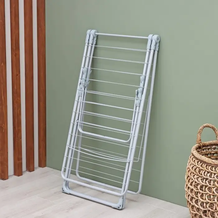 Сушилка для белья напольная складная, рабочая длина 21 м, цвет матовый серый