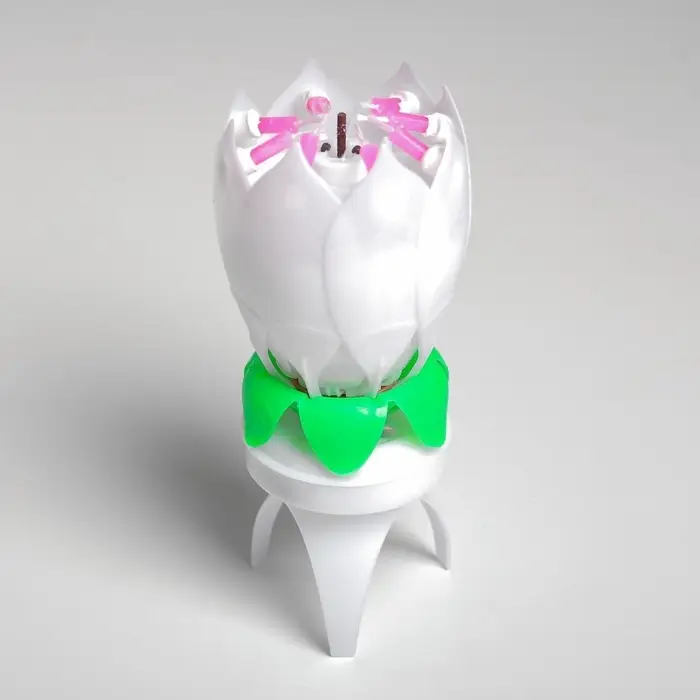 Свеча для торта музыкальная &laquo;Тюльпан&raquo;, крутящаяся, белая, 14.5&times;6 см