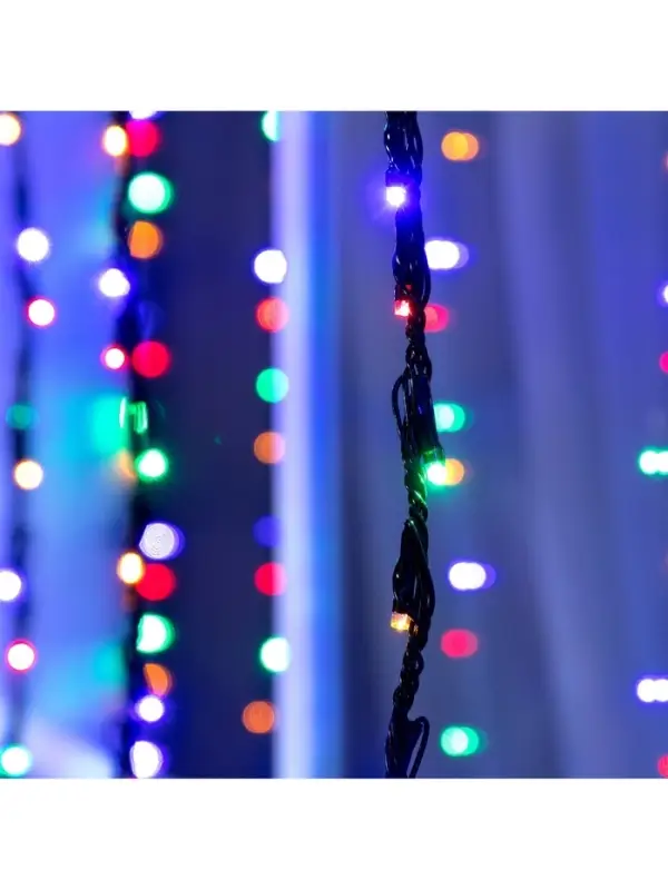 Гирлянда &laquo;Водопад&raquo; 2&times;1.5 м, IP44, тёмная нить, 400 LED, свечение мульти, 8 режимов, 220 В