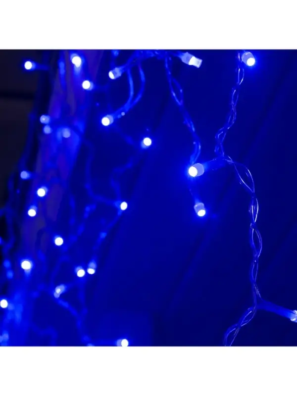 Гирлянда &laquo;Бахрома&raquo; 3&times;0.6 м, IP44, УМС, прозрачная нить, 160 SMD-LED, свечение синее, 220 В