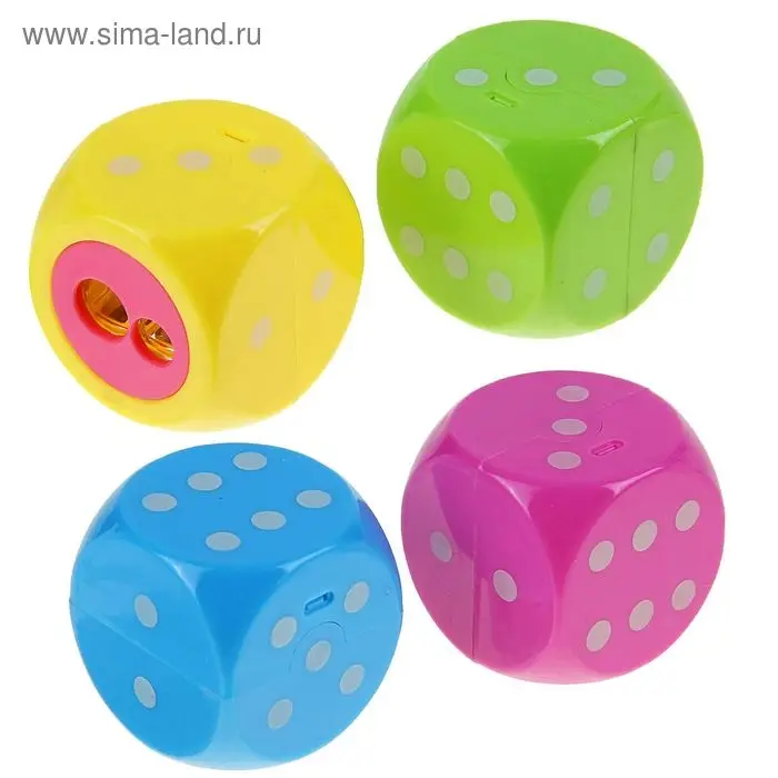 Точилка с контейнером «Кость игральная», двойная, корпус МИКС Точилка с контейнером «Кость игральная», двойная, корпус МИКС