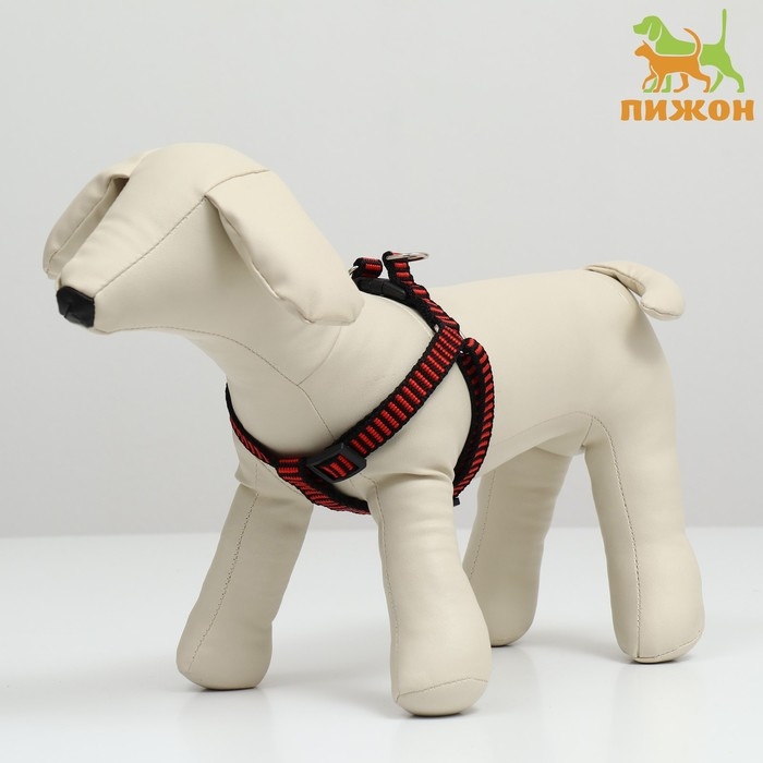 Шлейка рельефная 36-49 х 1,5 см, красно-чёрная Шлейка рельефная 36-49 х 1,5 см, красно-чёрная