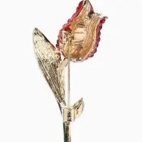 Брошь &laquo;Цветок&raquo; тюльпан, стразы, цвет красно-зелёный в золоте