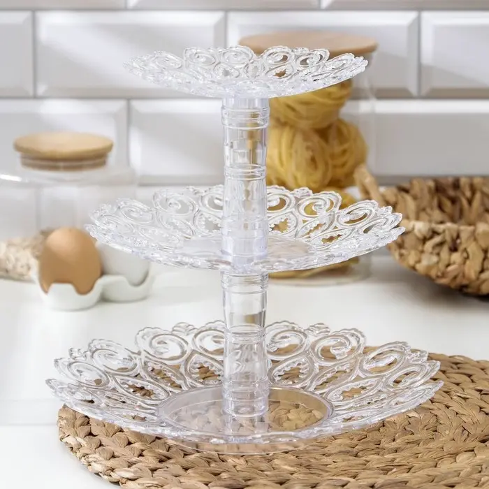 Этажерка для фруктов Альтернатива &laquo;Мелодия&raquo;, 3-х ярусная, d=16 см, 21 см, 27 см, пластик, прозрачная