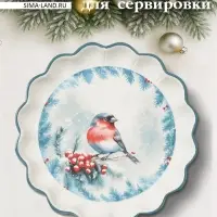 Тарелка сервировочная новогодняя Доляна &laquo;Зимний вечер&raquo;, 20&times;20&times;2.5 см, доломит, белая