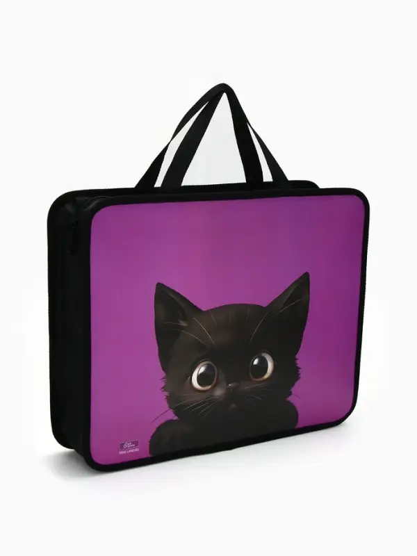 Папка для труда, А4, пластиковая, 33&times;26&times;7.5 см &laquo;Котик черный&raquo; МИКС