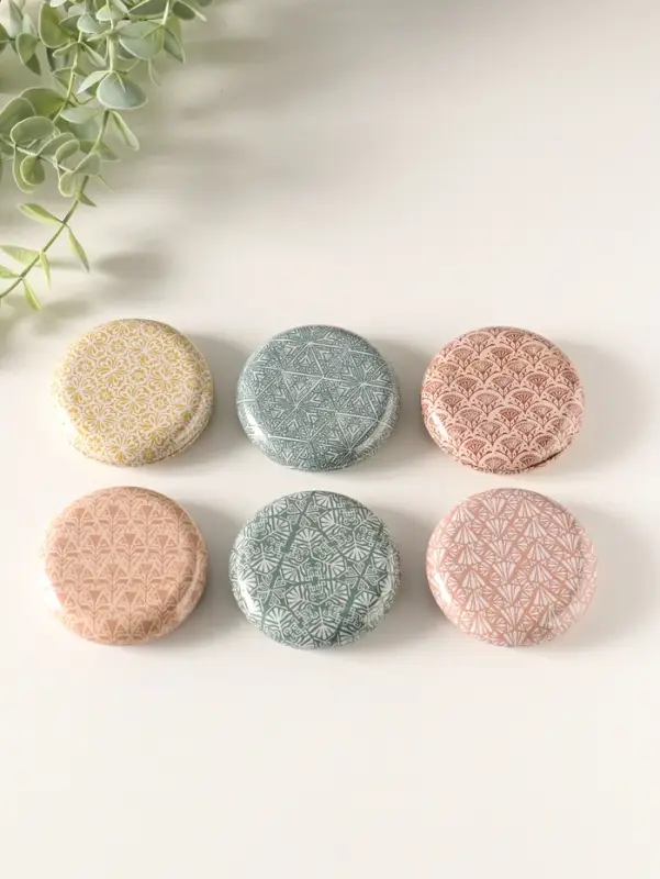 Шкатулка металл круглая "Геометрические рисунки" набор 12 шт 6,8х6,8х1,7 см