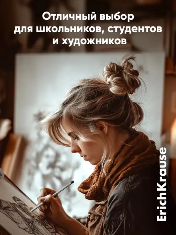 Набор карандашей чернографитных ErichKrause. ArtBerry, 6 штук, разной твёрдости, шестигранные, деревянные, серебристый корпус