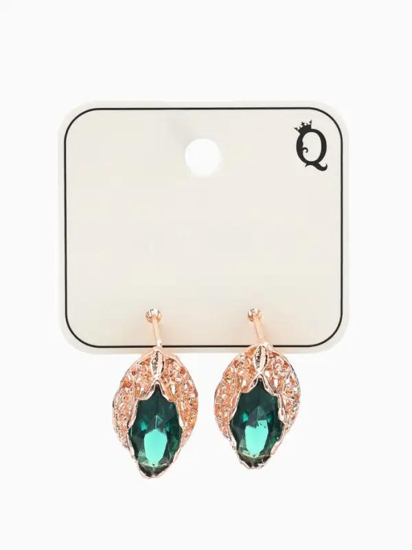 Серьги со стразами &laquo;Эдель&raquo;, эллипс ажурный, цвет изумрудный в розовом золоте
