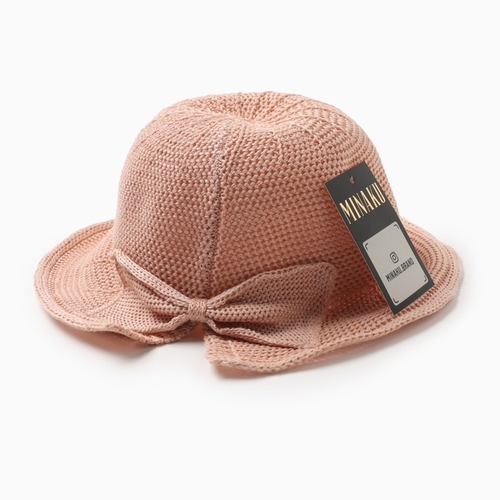 Шляпа для девочки MINAKU с бантом, цвет розовый, р-р 50-52 Шляпа для девочки MINAKU с бантом, цвет розовый, р-р 50-52