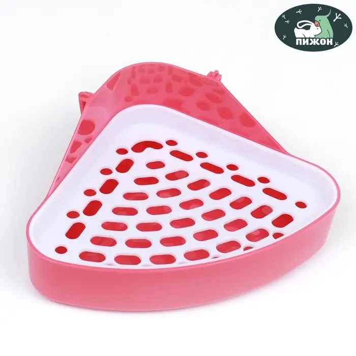 Туалет для кроликов и хорьков, 24&times;18&times;11 см, угловой, пластик, красный