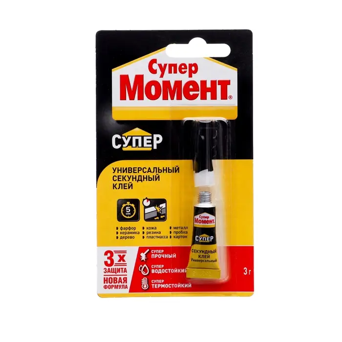 Секундный клей  Секундный клей "Супер Момент", на единичном блистере, 3 г