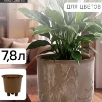 Кашпо для цветов &laquo;Микрит&raquo;, 7.8 л, d=28 см, h=25.5 см, со вставкой, пластиковое, бежевое