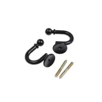 Крючок для штор ТУНДРА KS003, однорожковый, цвет черный, 2 шт Крючок для штор ТУНДРА KS003, однорожковый, цвет черный, 2 шт