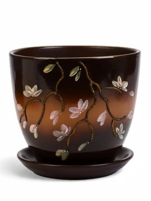 Горшок цветочный поддоном 5 л, керамика, Миндаль (М) Горшок цветочный поддоном 5 л, керамика, Миндаль (М)