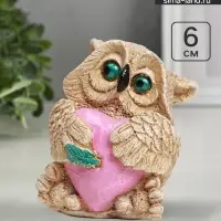 Фигура гипс &laquo;Сова с сердцем&raquo;, слоновая кость, 6&times;6&times;5 см