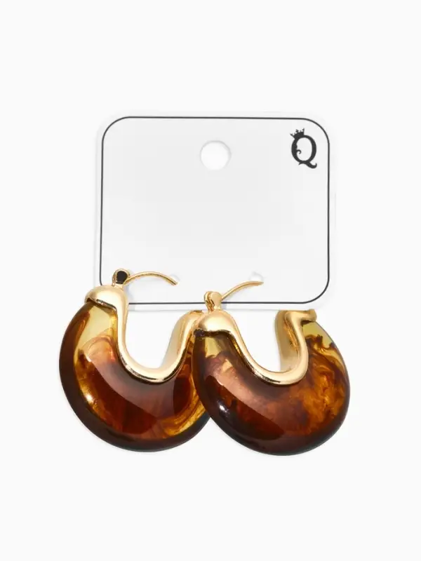 Серьги большие &laquo;Стиль. Подкова&raquo;, акрил, коричневые в золоте